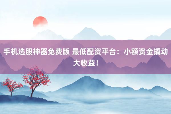 手机选股神器免费版 最低配资平台：小额资金撬动大收益！