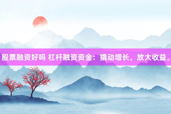 股票融资好吗 杠杆融资资金：撬动增长，放大收益。