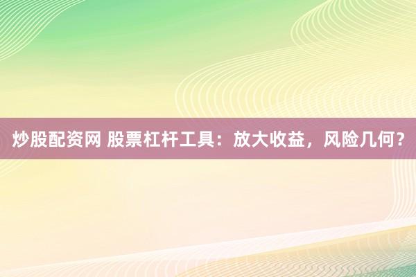 炒股配资网 股票杠杆工具:放大收益,风险几何?