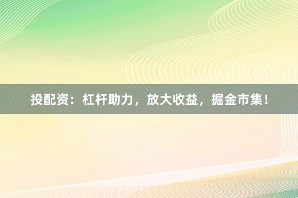 投配资：杠杆助力，放大收益，掘金市集！