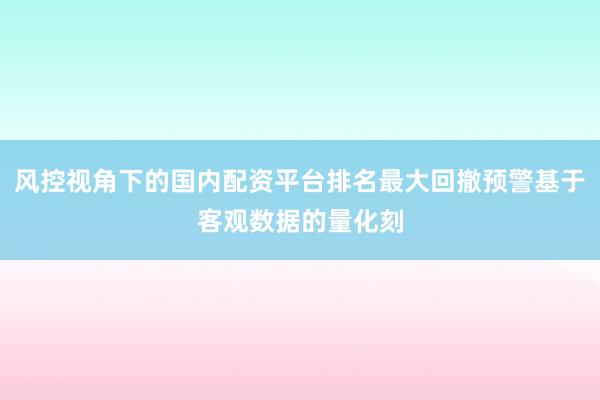 风控视角下的国内配资平台排名最大回撤预警基于客观数据的量化刻