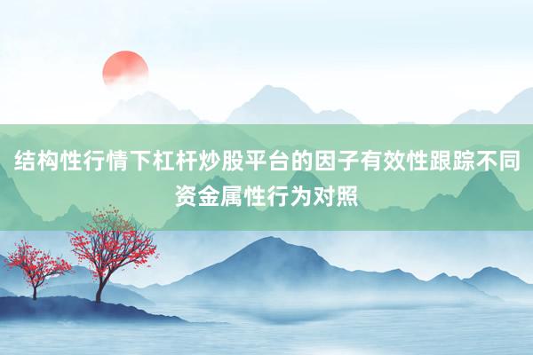 结构性行情下杠杆炒股平台的因子有效性跟踪不同资金属性行为对照