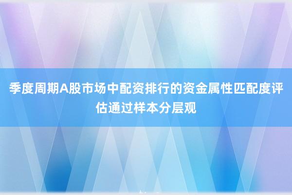 季度周期A股市场中配资排行的资金属性匹配度评估通过样本分层观